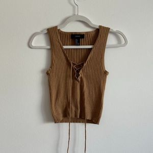 Forever 21 | Ribbed Sweater Tank Top Crop Top | Camel Size Small